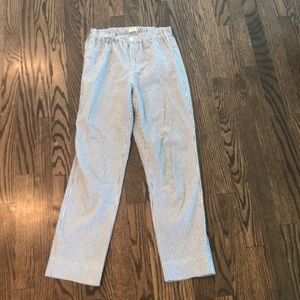Light blue and white striped pants